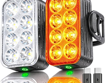 2026 NP-MAX Bike Lights USB-C Rechargeable Front & Rear Set, Slim Led Bicycle Lights, Waterproof Day and Night Safety Ebike Accessories