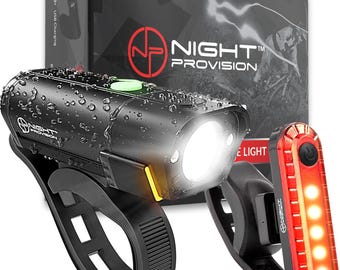 BX-500 Bike Light Set - Powerful Front and Back Lights 10hrs Max Rechargeable Bicycle LED Headlight - 18hr Max Taillight