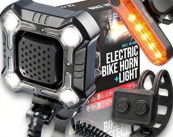 ZIREN High-Traffic Bike Horn Siren & LED Light Super Loud Electric Alert Rechargeable IPX4 Front and Back Lights
