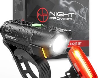 BX-400 Rechargeable Bike Light Set - Powerful Front and Back Lights, Bicycle Accessories for Night Riding, Cycling Safety