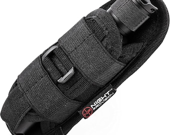 TH1-C Compact Tactical Flashlight Holster Duty Belt Pouch Stretchable Rotatable Clip 360 Degree Holder for Police Military Security Belt