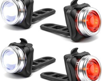 OPTIKS 210 Bike Lights Front and Back USB Rechargeable LED Skateboard Longboard Bicycles (2 Pack)