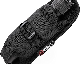 TH1 Tactical Flashlight Holster Duty Belt Pouch Stretchable Rotatable Clip 360 Degree Holder for Police Military Security Belt