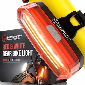 Duo-120C Red & White LED USB-C Bike Light Strobe Flashing Front or Rear Safety Warning Road, Mountain, or BMX Bike (Duo-120C - Red/White)