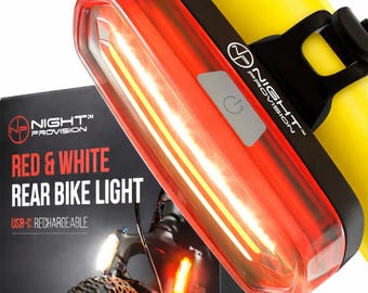 Duo-120C Red & White LED USB-C Bike Light Strobe Flashing Front or Rear Safety Warning Road, Mountain, or BMX Bike (Duo-120C - Red/White)