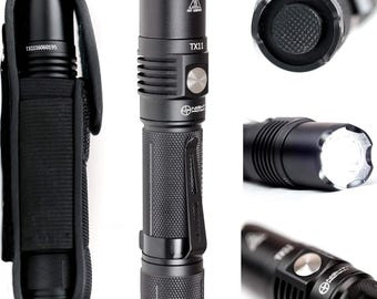 TX11 Tactical Flashlight 1600 Lumens LED, Duty Belt Holster, Military Grade Light for Police & Security (Battery Not Included)