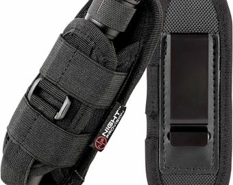 TH2C Compact Tactical Flashlight Holster Improved Closed-end with Metal Belt Clip for Duty Belt for Police Military Security Belt
