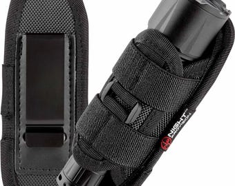 TH2 Tactical Flashlight Holster Metal Belt Clip for Duty Belt Pouch Stretchable Holder for Police Military Security Belt Accessories