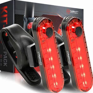 Kit-R1 Led Bike Tail Light 2 Pack - 18 Hour Max Usb-C Rechargeable Rear Cycling Safety Flashers Blinkers 4 Modes (Red & Red)