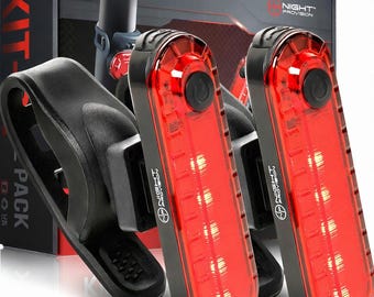 Kit-R1 Led Bike Tail Light 2 Pack - 18 Hour Max Usb-C Rechargeable Rear Cycling Safety Flashers Blinkers 4 Modes (Red & Red)