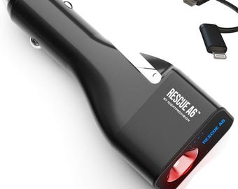 Rescue A6 Emergency 6-in1 Car Crash Safety Device USB Car Charger Window Breaker Seat Belt Cutter 2200mAh Power Bank Flashlight (Ver 2.0)