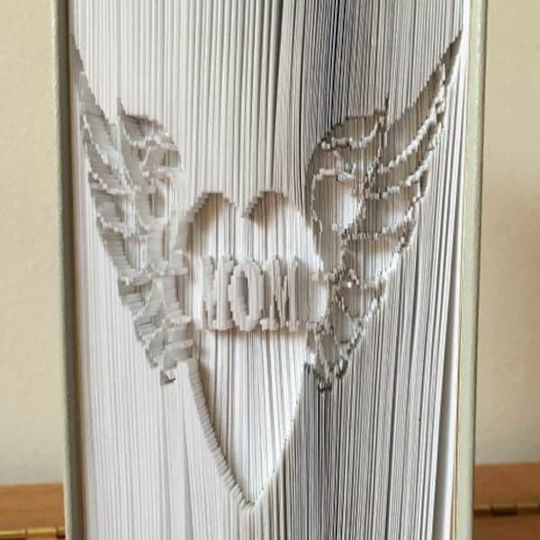 MOM Heart Angel Wings Memorial Cut & Fold Book Folding Pattern (Digital Download PATTERN ONLY)