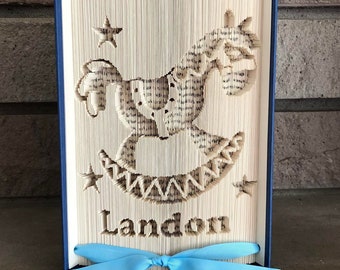 Rocking Horse Custom Name 180 Cut & Fold Book Folding Pattern (PATTERN ONLY to be sent by email)