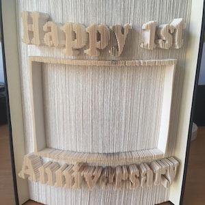 Happy 1st Anniversary Photo Frame CUT & Fold Book Folding Pattern (Digital Download PATTERN ONLY) Other dates can be done too