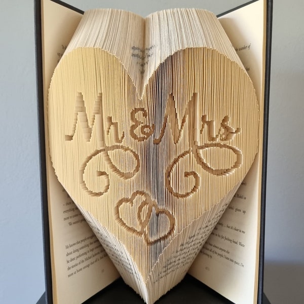 Mr & Mrs, small hearts Heart COMBI Book Folding Pattern (Digital Download PATTERN)