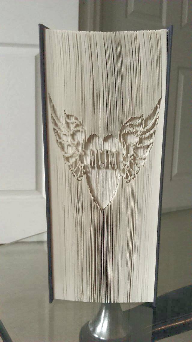 MUM Heart Angel Wings Memorial Cut & Fold Book Folding pattern (Digital Download PATTERN)