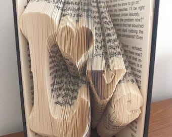Love (sloping), Valentine MMF Book Folding Pattern (Digital Download PATTERN)