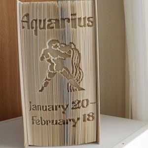 AQUARIUS, Zodiac Sign Cut & Fold Book folding Pattern (Digital Download PATTERN ONLY) Horoscope, Astrological signs