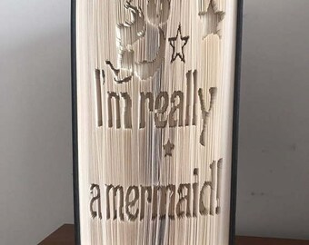 Mermaid, Cut & Fold Book Folding Pattern (Digital PATTERN)