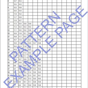 May include: A black and white gridded chart with the title "Measure, Mark, Cut & Fold Points". The chart has numbers from 1 to 61 in the first column and numbers from 13.3 to 5.7 in the second column. The chart is used for book folding patterns.