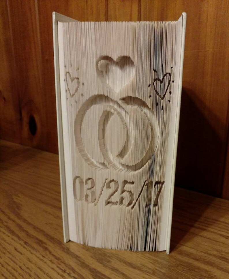 Wedding Rings Custom date CUT & Fold Book Folding Pattern Etsy