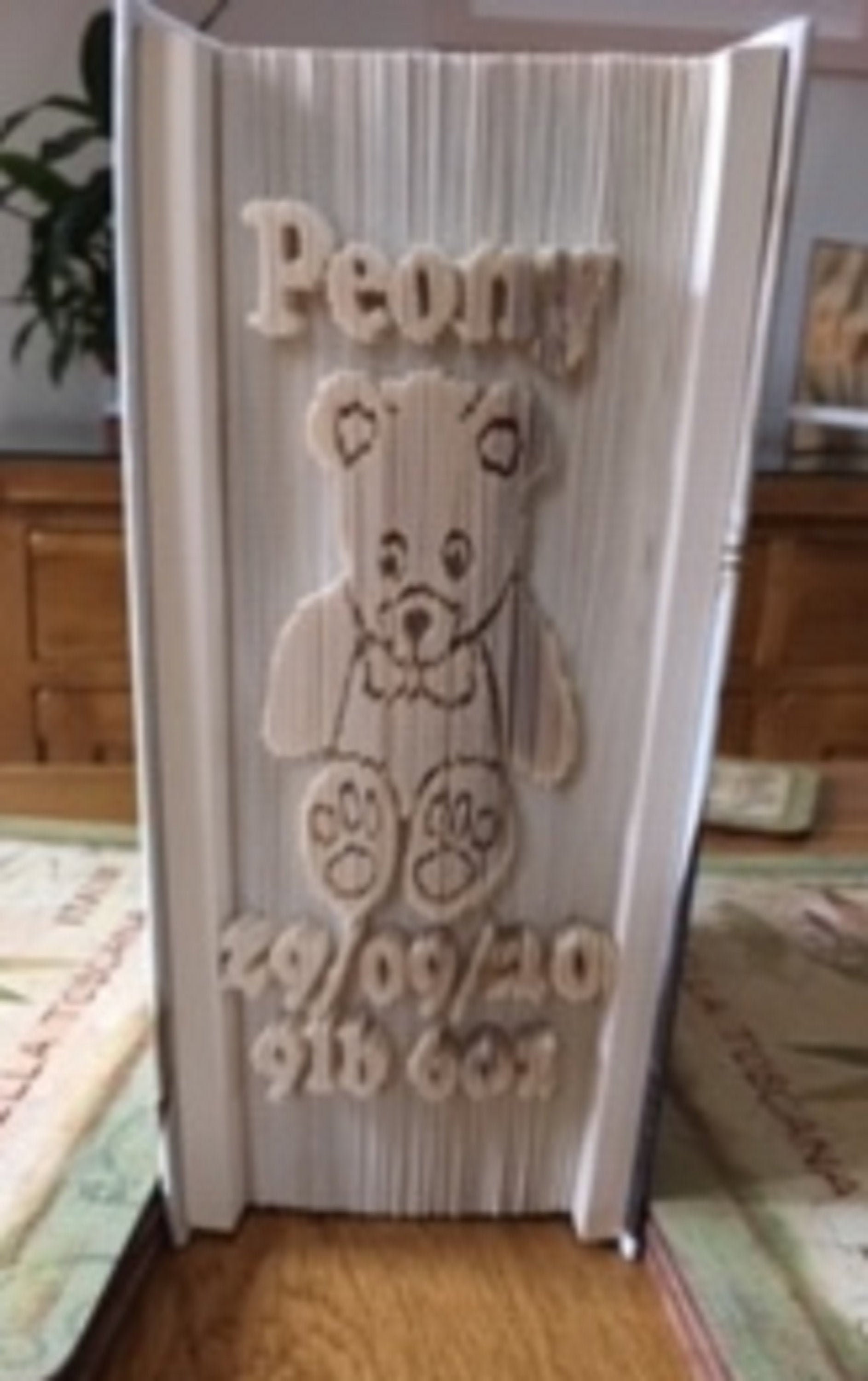 CUSTOM Baby Teddy Bear Raised Cut & Fold Book Folding Pattern (PATRÓN SOLO para ser enviado por correo electrónico)