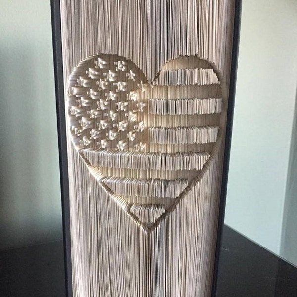 Stars and Stripes (USA) Heart Cut & Fold Book Folding Pattern (PATTERN ONLY)