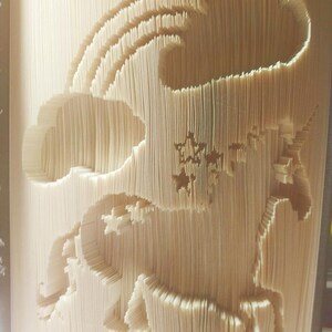 Unicorn and Rainbow Cut & FOLD Book Folding Pattern (Digital Download PATTERN)
