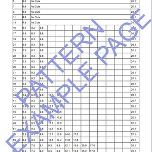 以下が含まれることがあります： 黒と白のグリッドチャートに数字とテキストが書かれています。チャートのタイトルは「カットポイント」で、「ページ番号」、「折り畳み」、「折り畳み」の列が含まれています。チャートは、本の折り畳みパターンを作成するために使用されます。