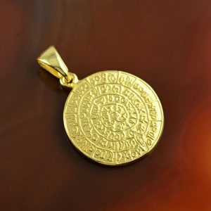 Phaistos Disc golden pendant, Phaistos pendant, Phaistos necklace, ancient coin necklace, disc necklace, Greek pendant, antique coin pendant