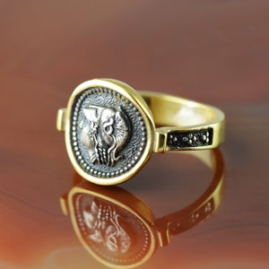 ancient Greek coin silver golden ring, Athena ring, Greek ring, greek jewelry, antique coin ring, Athena coin ring, bohemian ring, boho ring