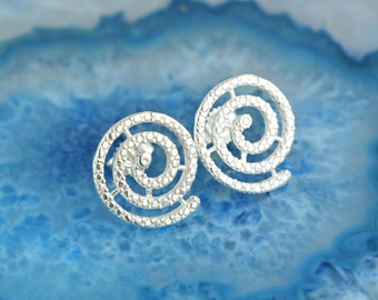 spiral silver stud earrings, spiral earrings, greek earrings, greek jewelry, spiral studs, silver studs, boho earrings, bohemian earrings