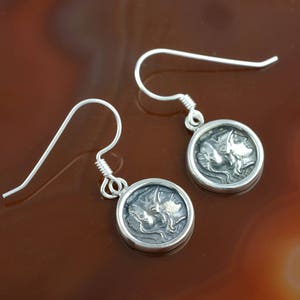 Athena coin silver earrings, Athena earrings, antique earrings, greek jewelry, coin earrings, greek earrings, boho earrings, disc earrings