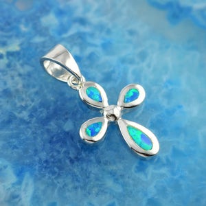 blue opal silver cross necklace, silver cross, blue opal cross pendant, cross necklace, Christian gift, Christian jewelry, Christian pendant
