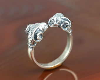 The Golden Fleece silver ring, antique ring for women, Greek ring, Greek mythology ring, ram's head ring, rams head ring, bohemian ring