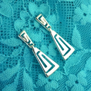 Greek Key silver earrings, Greek earrings, Greek jewelry, anniversary gift for wife, Greek Key earrings, gift for girlfriend, mother&#39;s gift