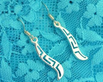 Greek Key silver earrings, Greek earrings, Greek jewelry, anniversary gift for wife, Greek Key earrings, gift for girlfriend, mother's gift