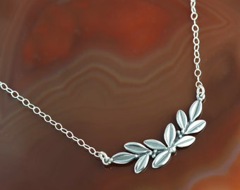 olive leaf silver necklace, leaf necklace, laurel necklace, Greek necklace, Greek jewelry, bridesmaid gift, bridesmaid necklace, wife's gift