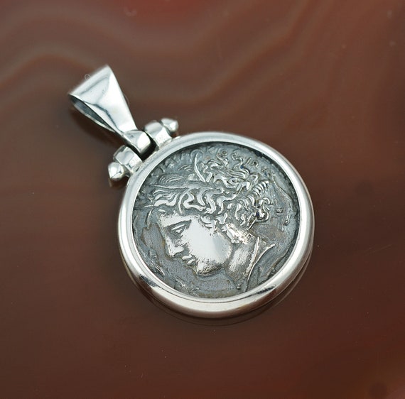 Arethusa Coin Silver Pendant Coin Necklace Coin Pendant Antique Coin Ancient Coin Jewelry Persephone Necklace Greek Jewelry Etsy Ireland