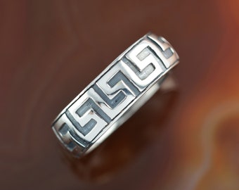 greek key silver ring, mens ring, mens ring, greek ring, antique ring, greek jewelry, mens jewelry, mens gift, men's ring, men's jewelry