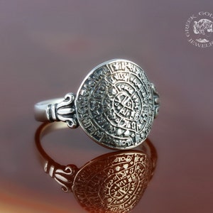 Phaistos Disc silver ring, antique ring, coin ring, Phaistos Disk ring, Phaistos ring, greek ring, greek jewelry, coin jewelry, boho rings