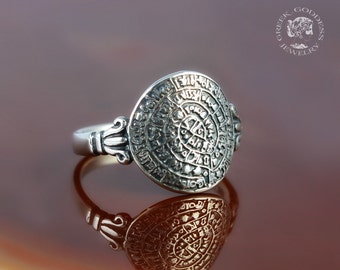 Phaistos Disc silver ring, antique ring, coin ring, Phaistos Disk ring, Phaistos ring, greek ring, greek jewelry, coin jewelry, boho rings