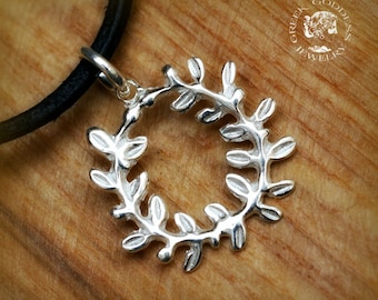 olive leaf pendant, olive wreath pendant, silver olive leaf pendant, olive leaf necklace, greek jewelry, bridesmaids gifts, bridesmaid gift