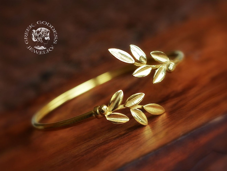 olive leaf golden bracelet, olive leaf bracelet, olive leaf bangle, olive bracelet, bridesmaids bracelet, bridesmaids gift, Greek bracelet Bracelet A