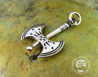 Labrys double headed ax silver pendant, ax necklace, axe pendant, Labrys pendant, mens necklace, men's necklace, mens jewelry, gift for men