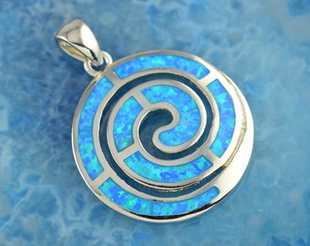 spiral opal silver pendant, spiral necklace, opal necklace, eternity necklace, greek pendant, greek necklace, greek jewelry, opal jewelry