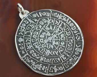 Phaistos Disc silver pendant, Phaistos pendant, Phaistos necklace, coin necklace, greek jewelry, antique necklace, boho necklace, women gift