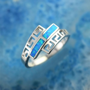 anillo de plata con ópalo griego, anillo de ópalo, anillo griego, joyería de ópalo, joyería griega, llavero griego, anillo de plata, regalo de aniversario, regalo para esposa