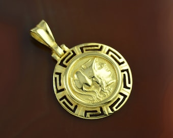 Athena golden pendant, Athena coin pendant, Athena coin necklace, Greek coin necklace, Greek coin pendant, antique necklace, boho necklace