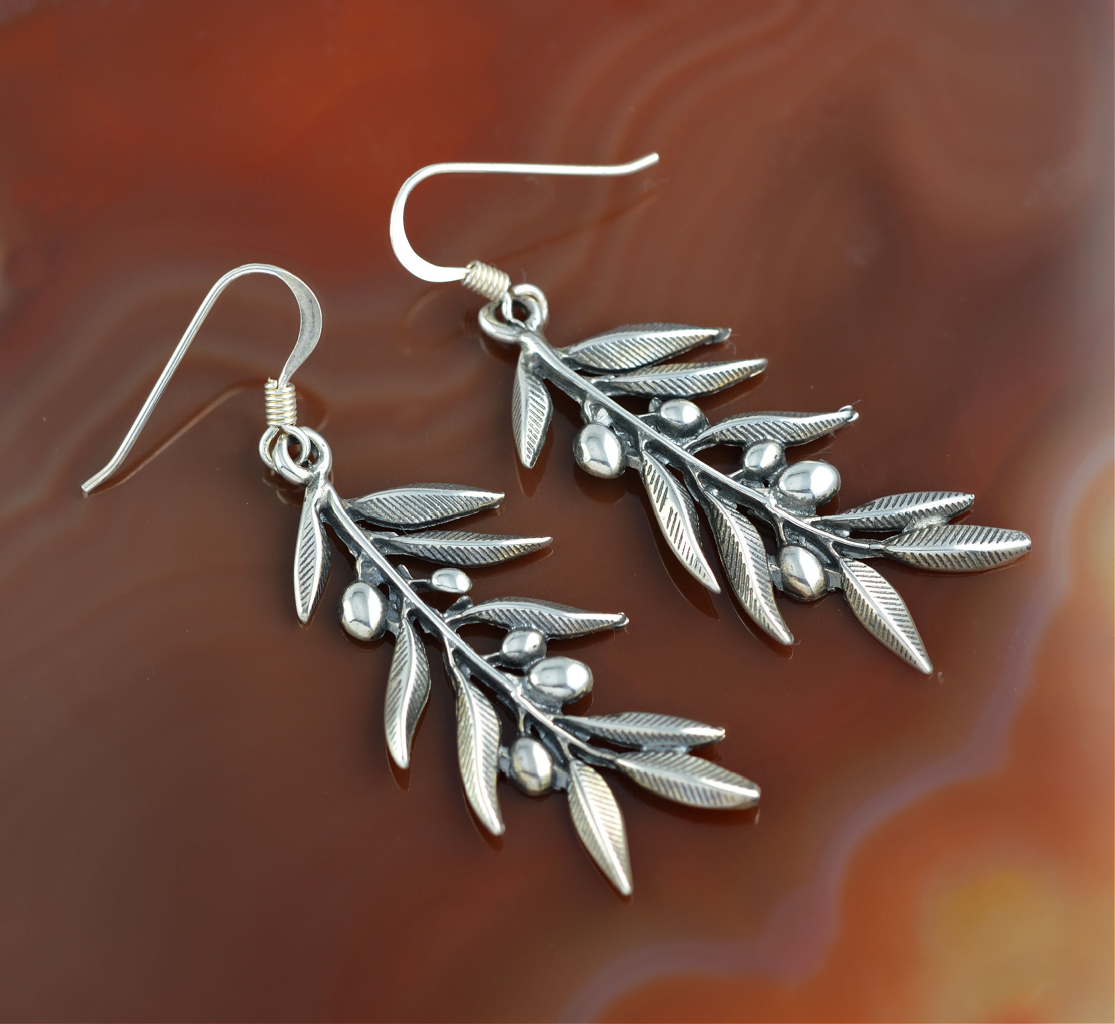 Olive Leaves Earrings Olive Leaf Earrings Olive Earrings Etsy UK